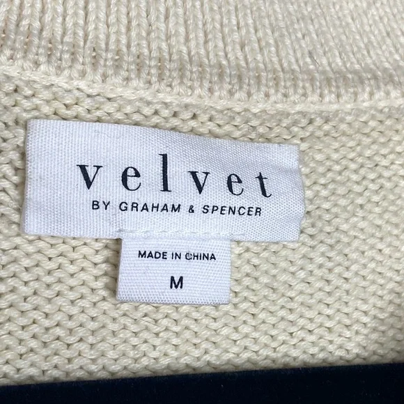 Velvet by Graham & Spencer Navy/White Cashmere Blend Old Money Coastal Nautical - Picture 8 of 9